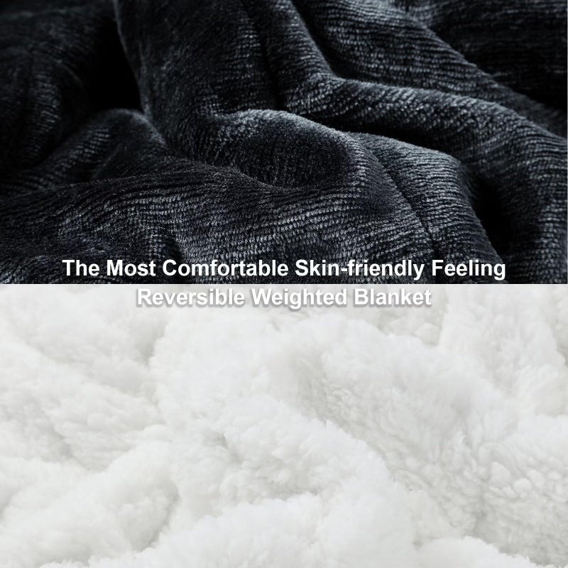 Alomidds Weighted Blanket Twin 20 Pounds, Adult Weighted Blankets with Soft Plush Flannel Fleece & Cozy Warm Sherpa for Sofa Bed, Microfiber Heavy Blanket Great for Sleeping, 48 x 72inches,Dark Grey - Image 2